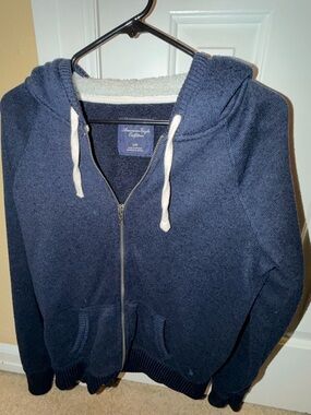 American Eagle Outfitters Navy Sherpa-Lined Zip Hoodie